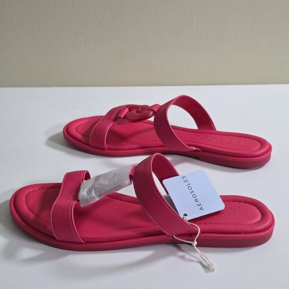 Aerosoles Geraldine Sandals Women US 10M Hot Pink Faux Leather Boho Beach Resort - Picture 7 of 16